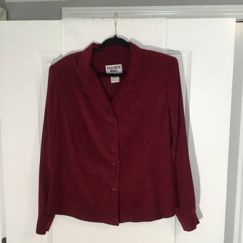 Plaza South Women’s Button Down Shacket Maroon Size 16W